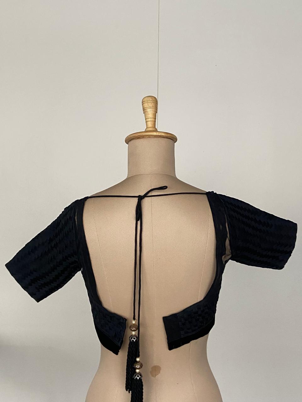 Monisha Jaising Black Woven Blouse