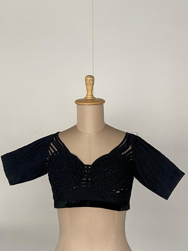 Monisha Jaising Black Woven Blouse