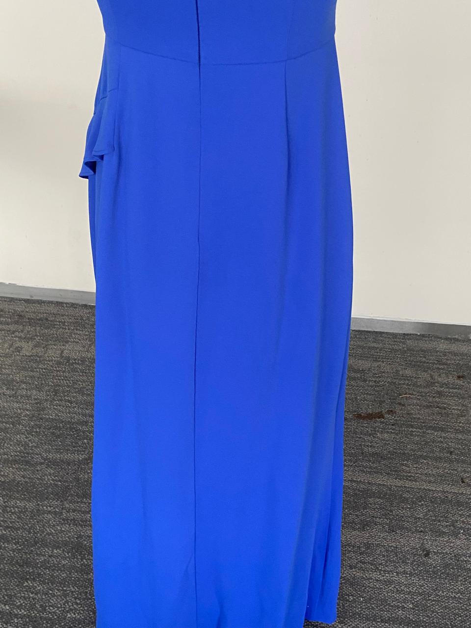BCBG Max Azria Cobalt Blue Off-Shoulder Gown