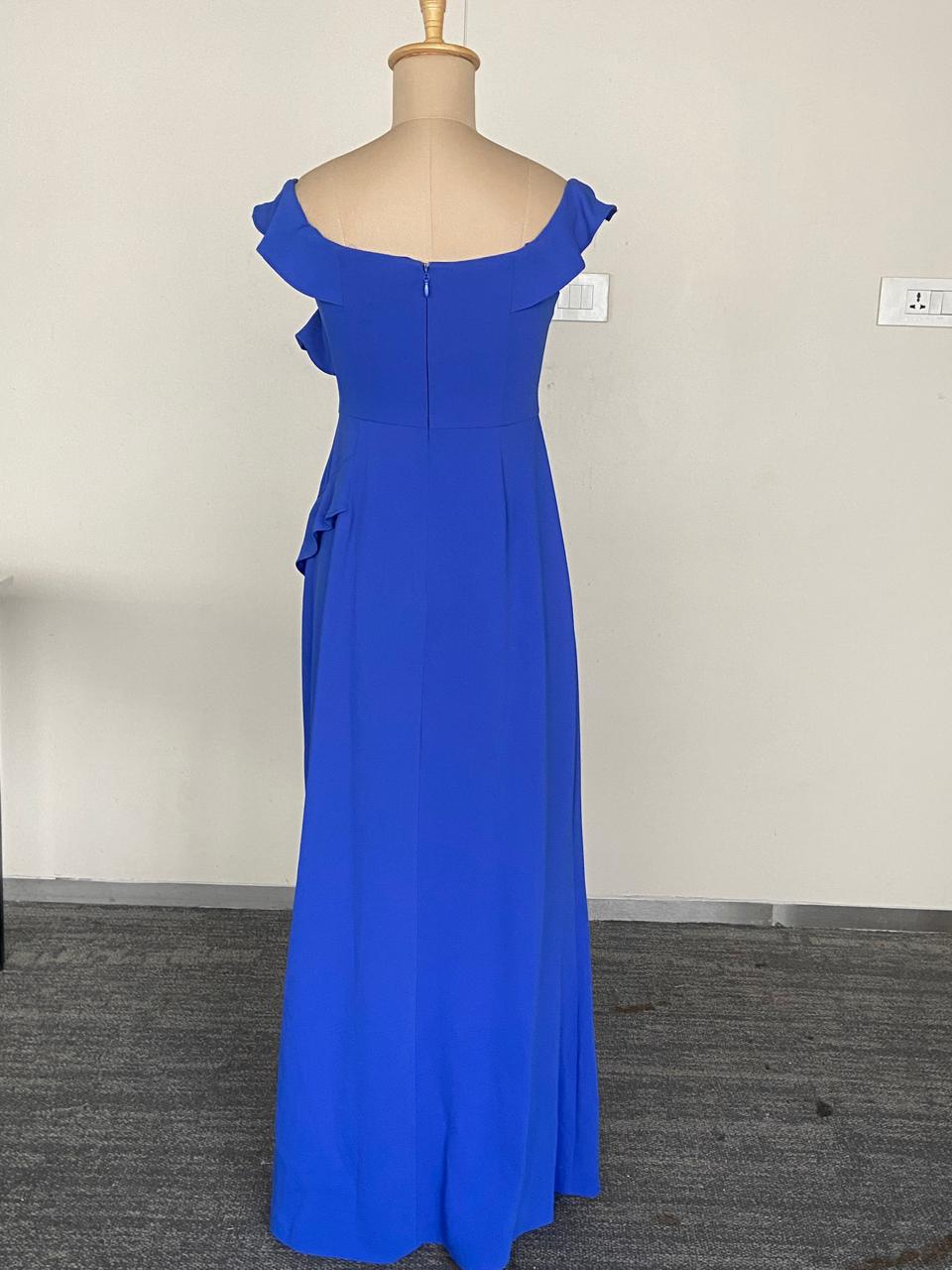 BCBG Max Azria Cobalt Blue Off-Shoulder Gown