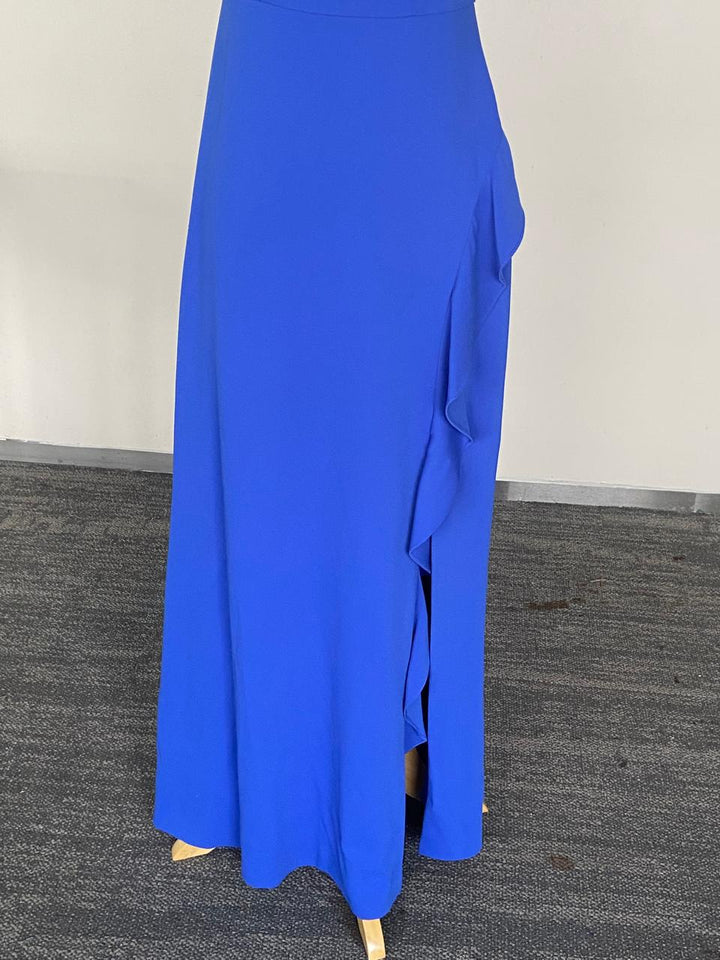 BCBG Max Azria Cobalt Blue Off-Shoulder Gown