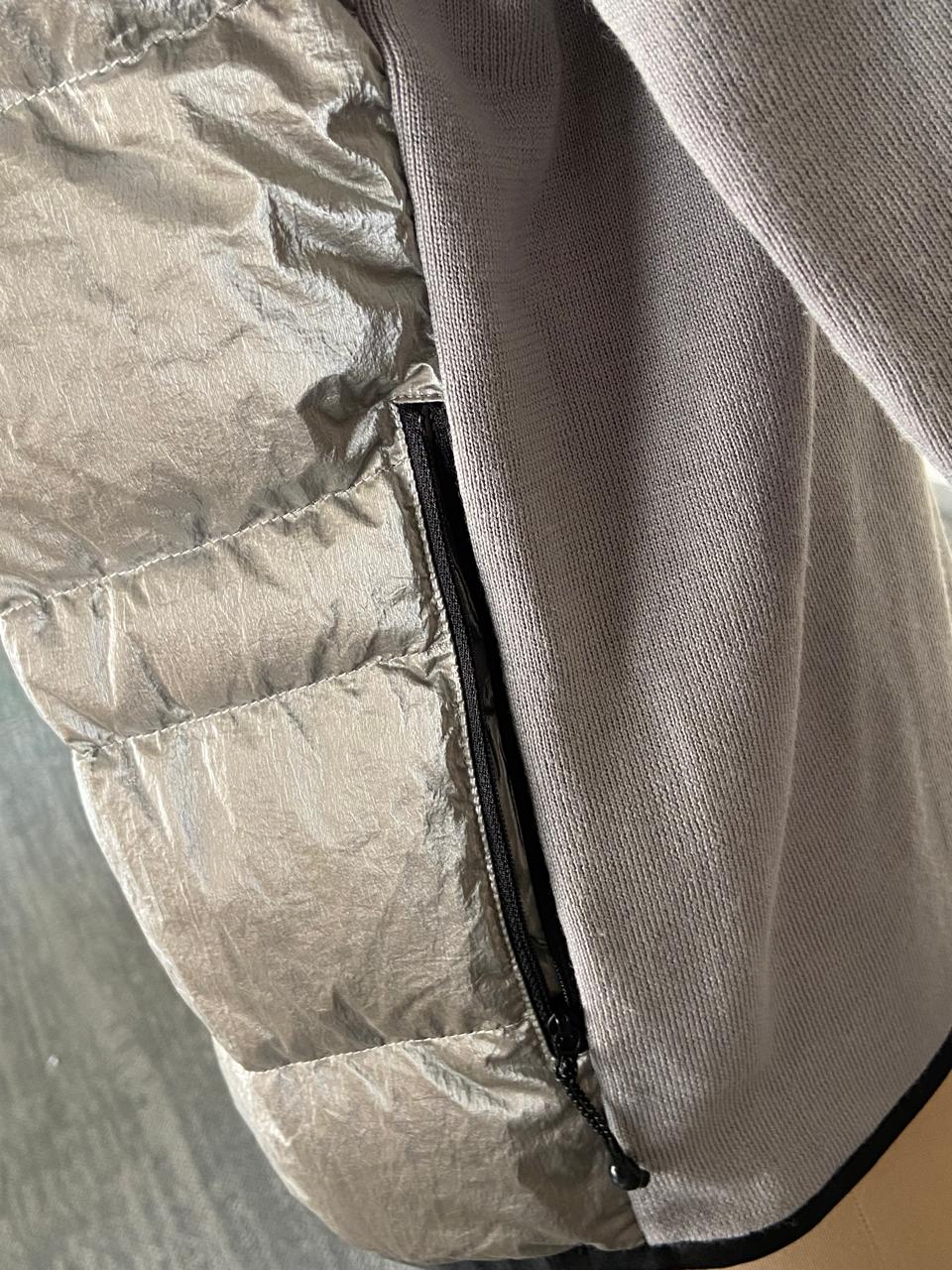 Moncler Women's Gray Panelled Wool-Blend And Quilted Shell Down Jacket