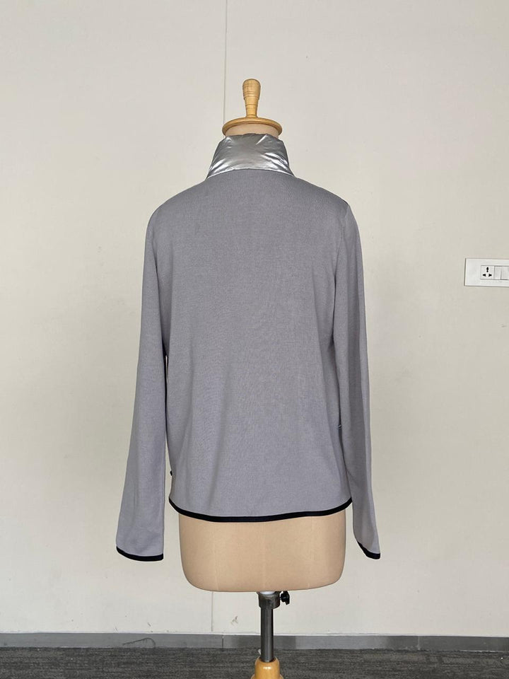 Moncler Women's Gray Panelled Wool-Blend And Quilted Shell Down Jacket