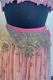 Pink embroidered lehenga set