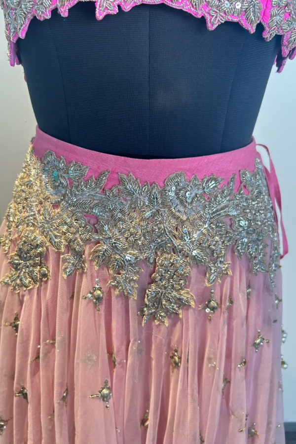 Pink embroidered lehenga set