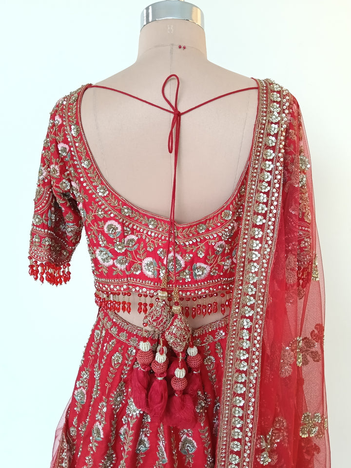 Kalighata Red Bridal Lehenga Set