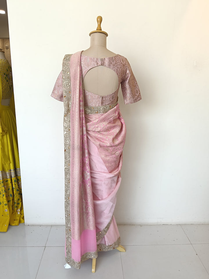 Manish Malhotra Blush Pink Embroidered Saree
