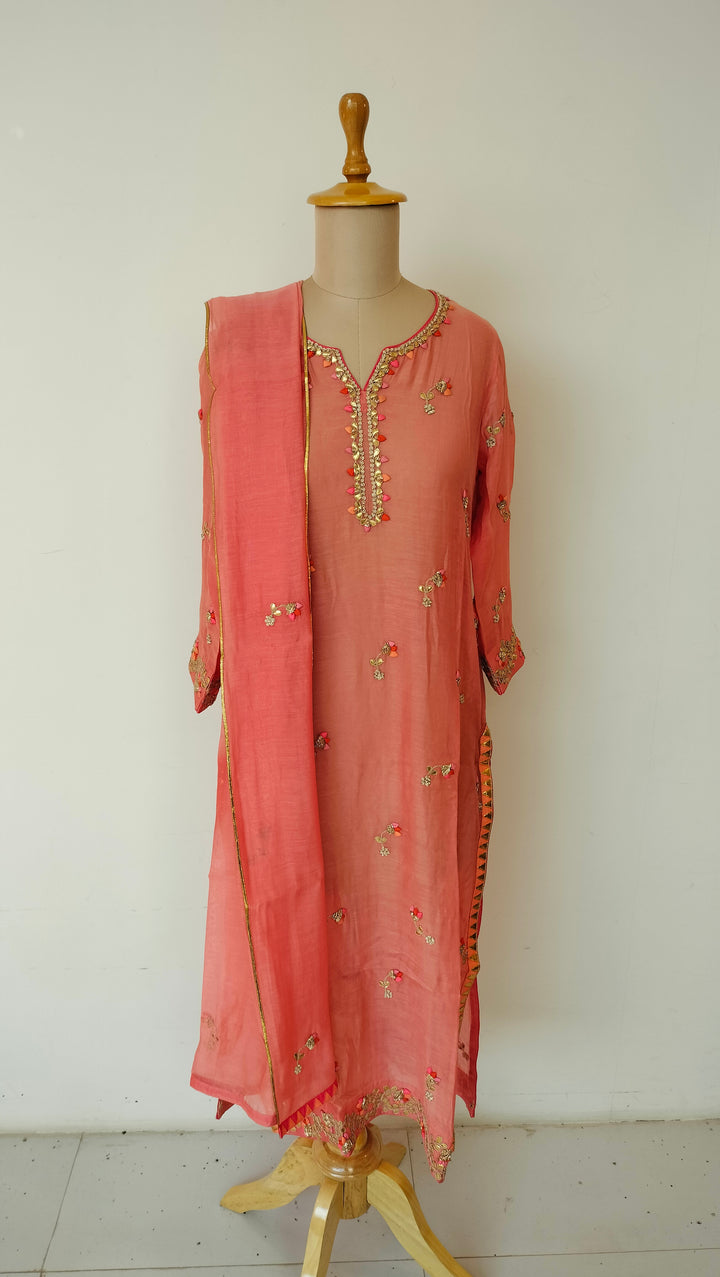 Nidhi Tholia Peach Kurta Set