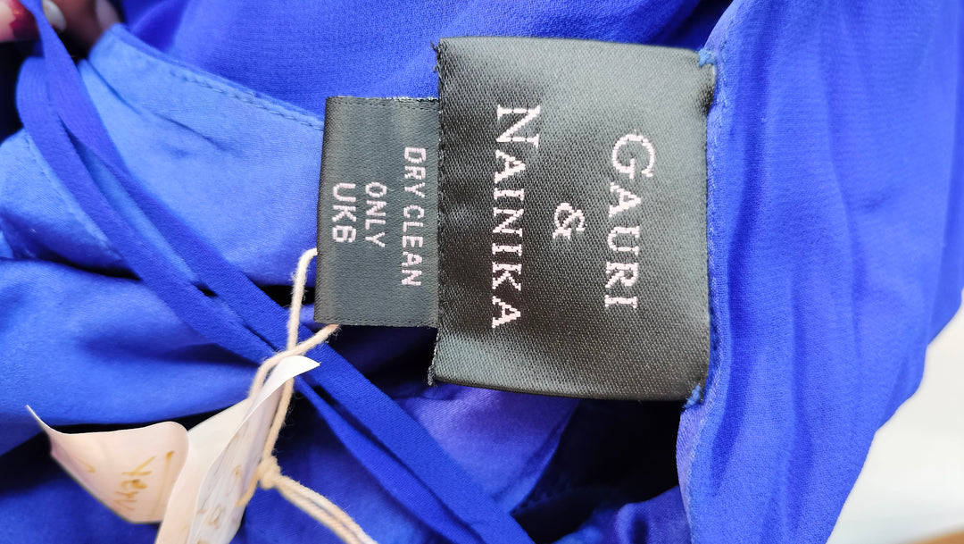 Gauri & Nainika One-Shoulder Cobalt Gown