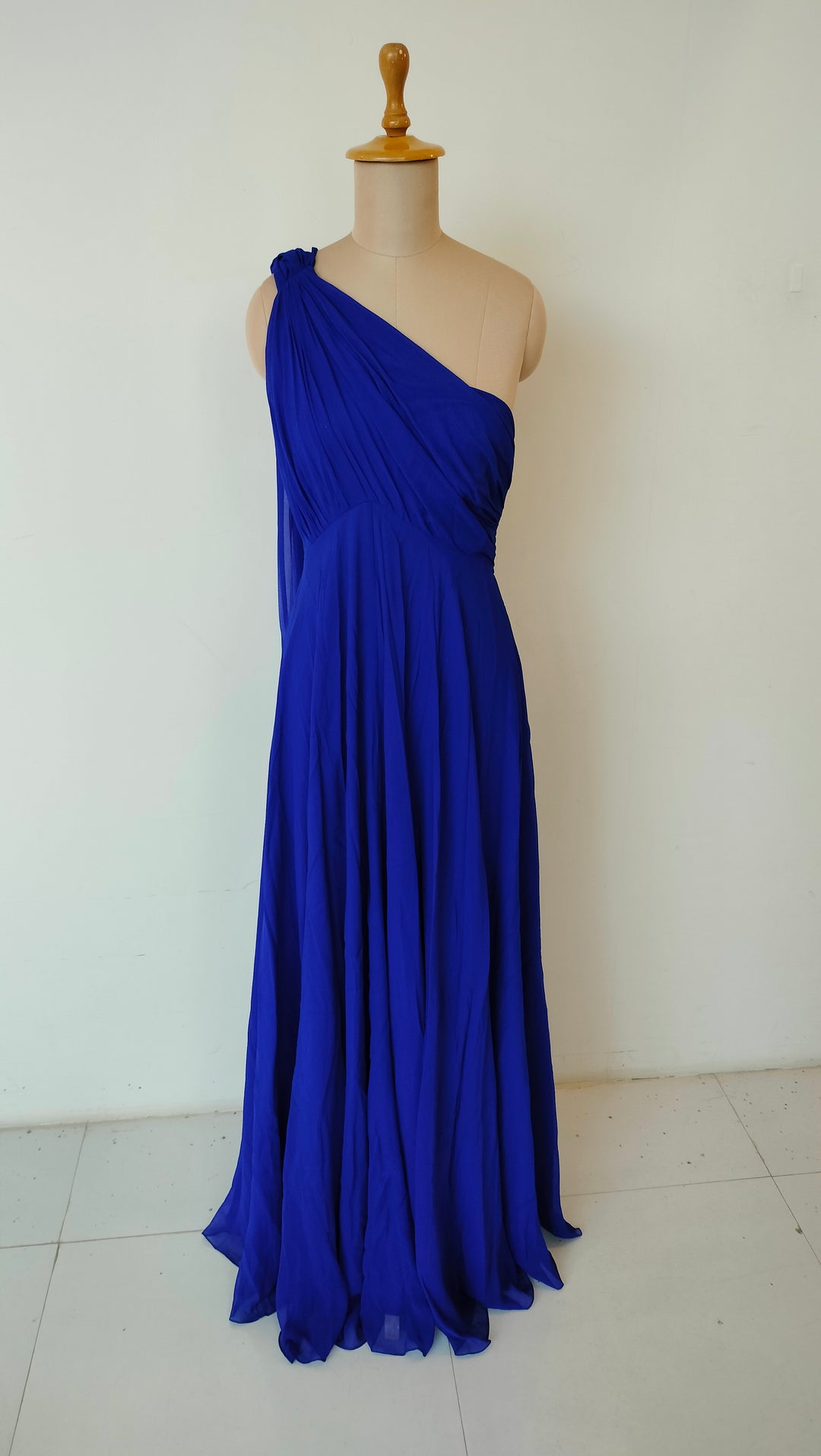 Gauri & Nainika One-Shoulder Cobalt Gown