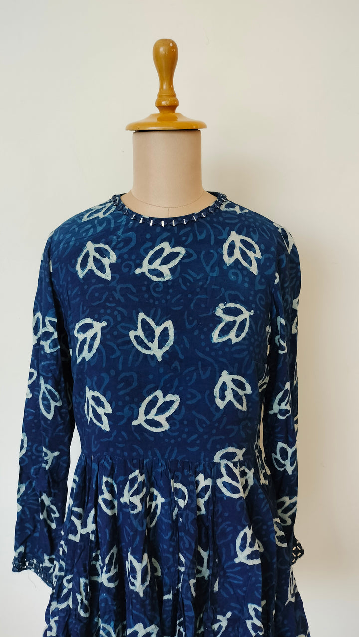 Punit Balana Indigo Leaf Print Peplum Tunic