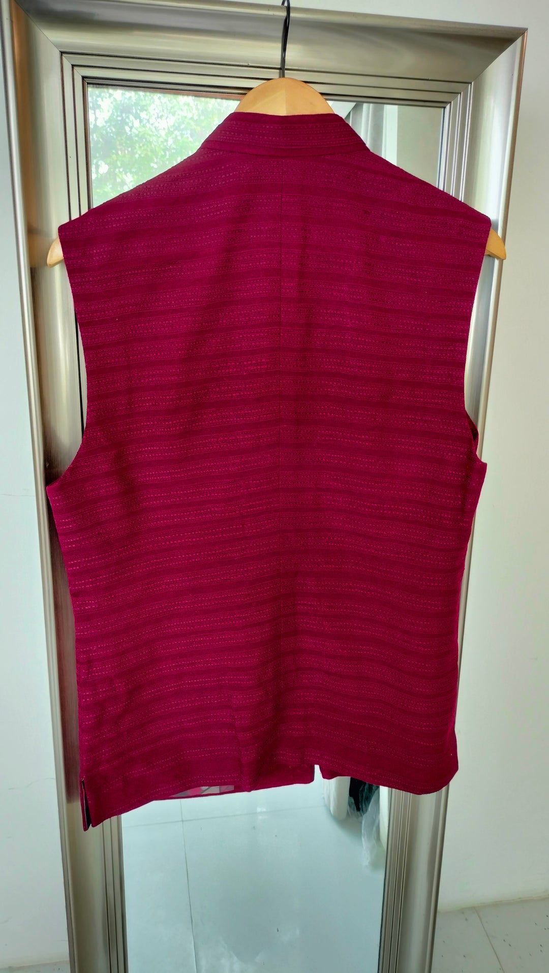 Shantanu & Nikhil Red Bundi Jacket with White Pants