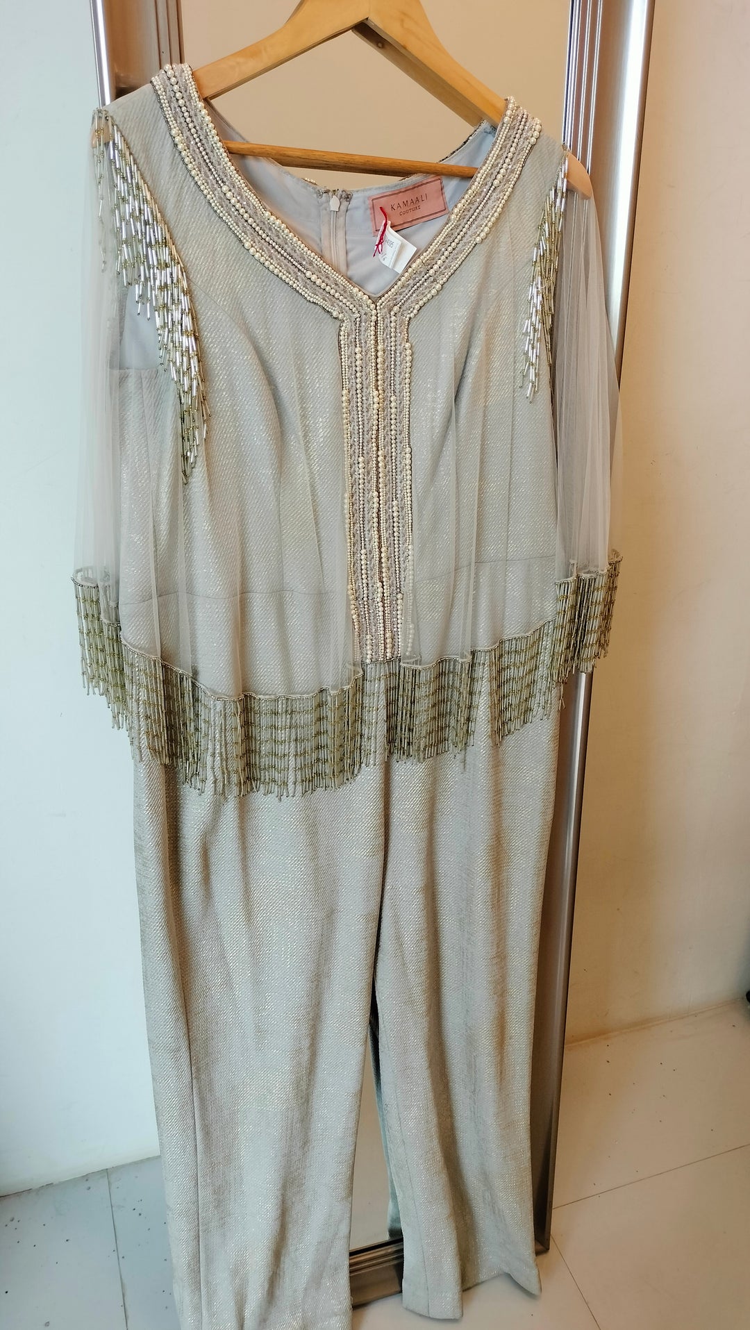 Kamaali Couture Beaded Fringe Jumpsuit