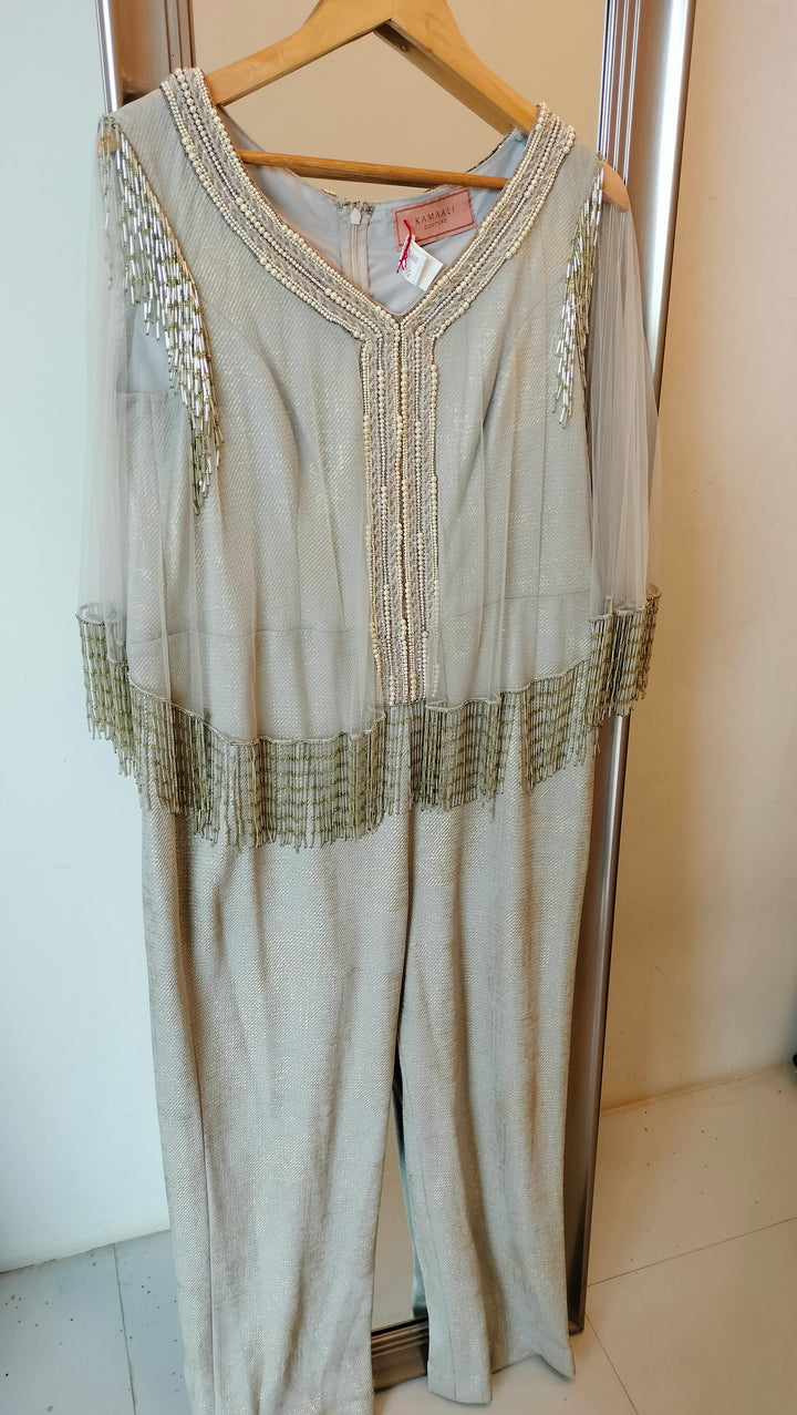Kamaali Couture Beaded Fringe Jumpsuit