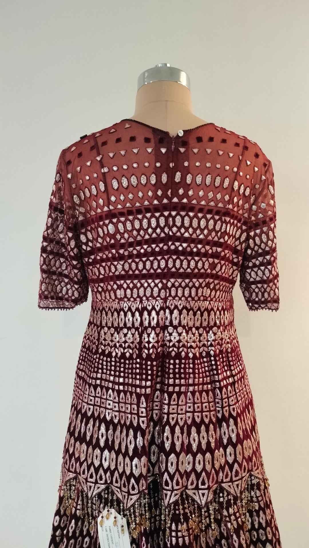 Tarun Tahiliani Maroon Geometric Embellished Lehenga Set