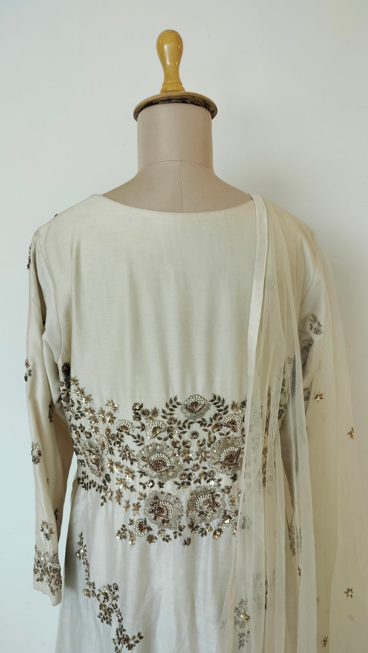 Aneesh Agarwal Ivory Embellished Anarkali Set