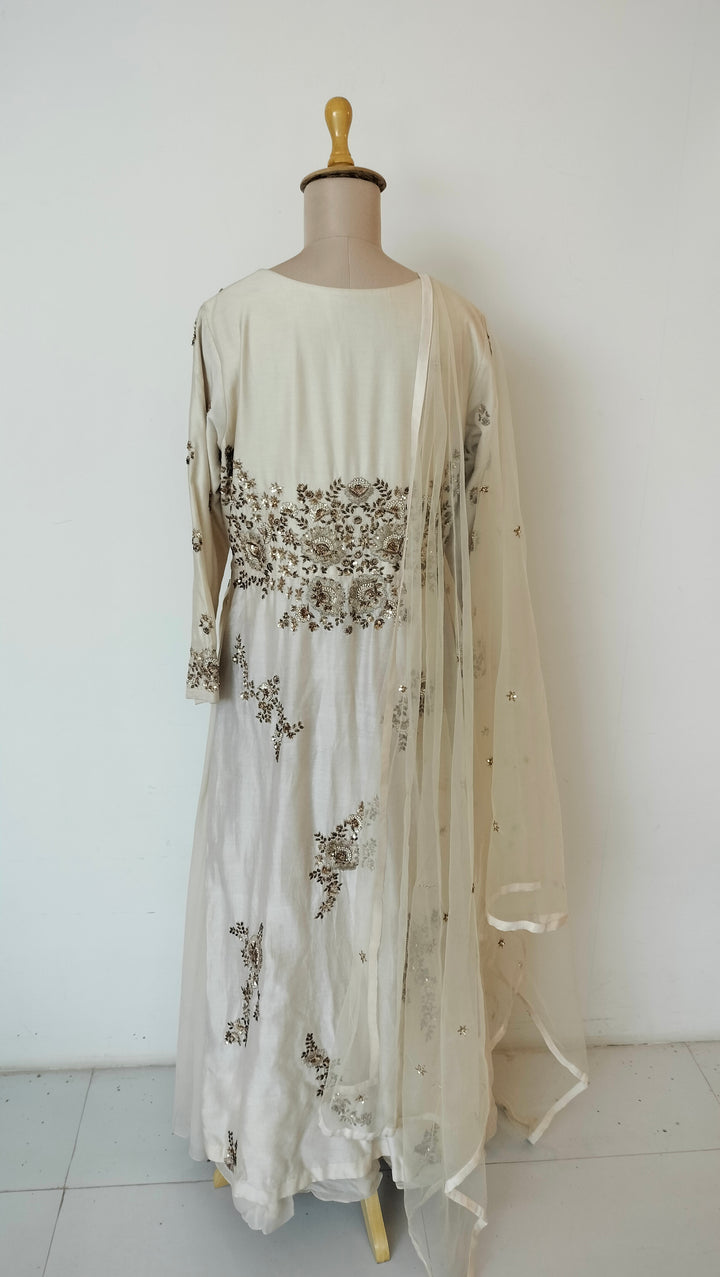 Aneesh Agarwal Ivory Embellished Anarkali Set