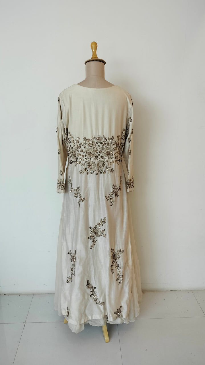 Aneesh Agarwal Ivory Embellished Anarkali Set