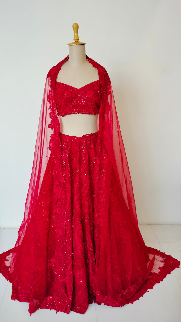 Seema Gujral Red Embellished Lehenga Set