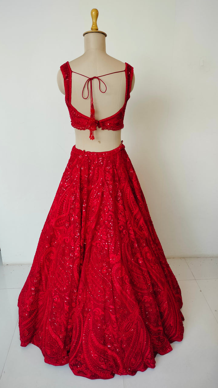 Seema Gujral Red Embellished Lehenga Set