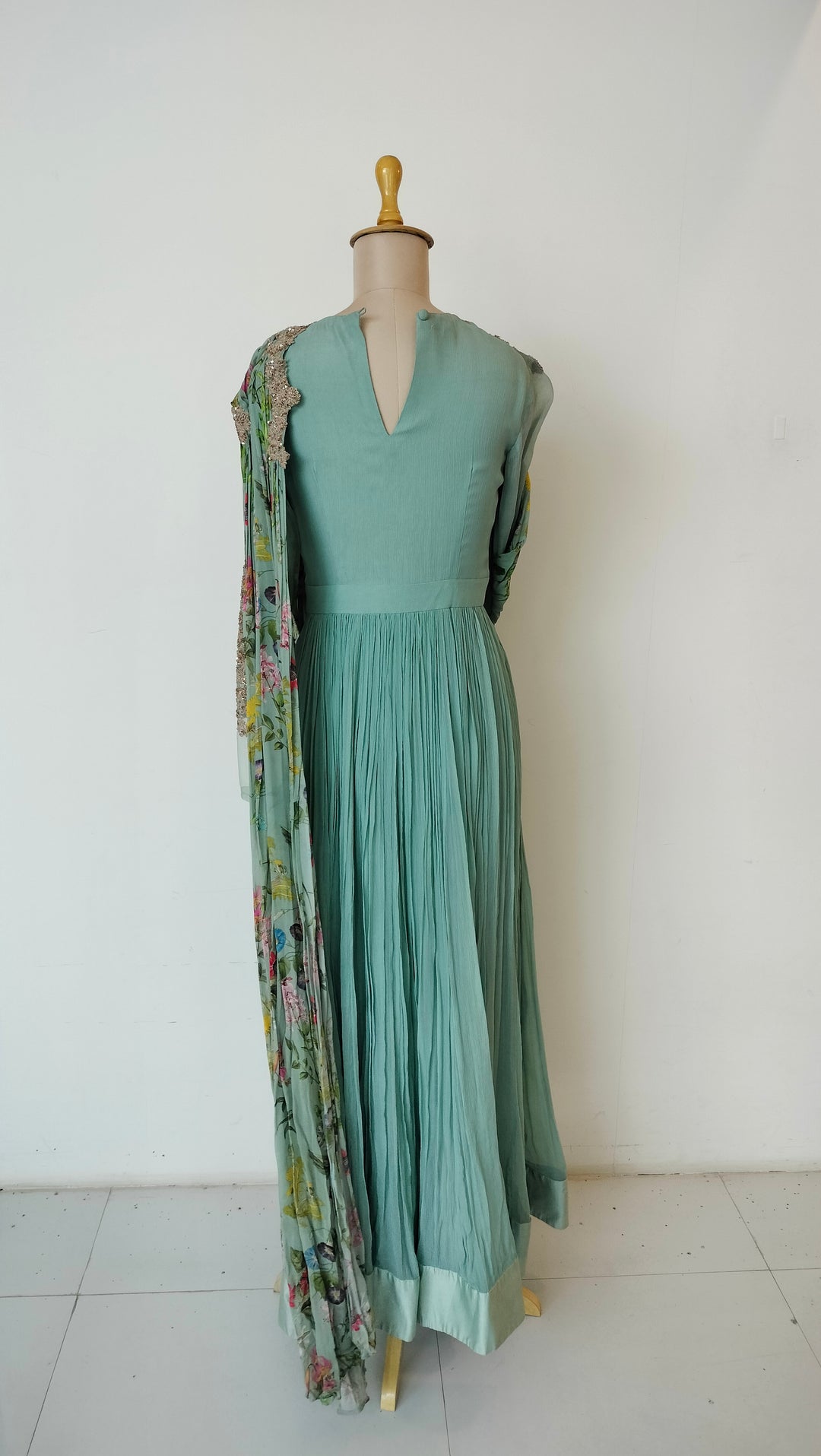 Ridhi Mehra Seafoam Green Floral Gown
