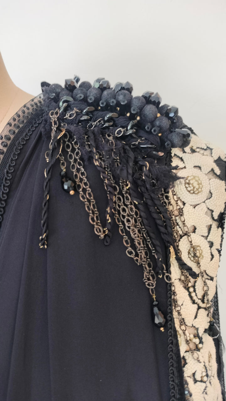 Tarun Tahiliani Black Draped Saree Set