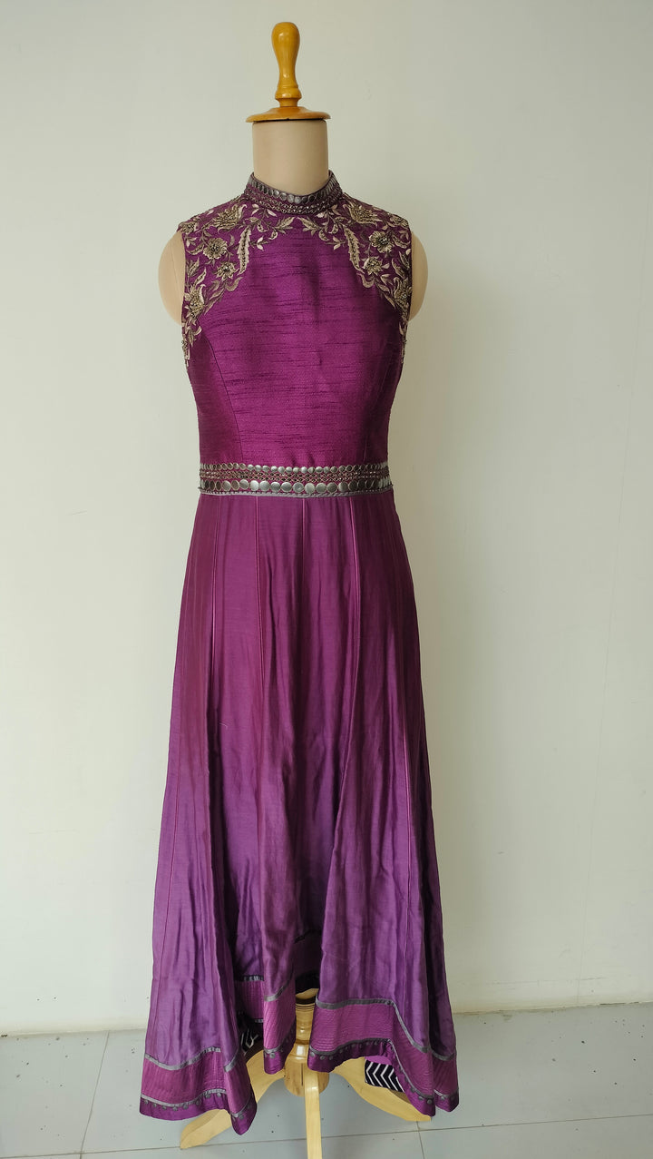 JJ Valaya Purple Embroidered Anarkali Set