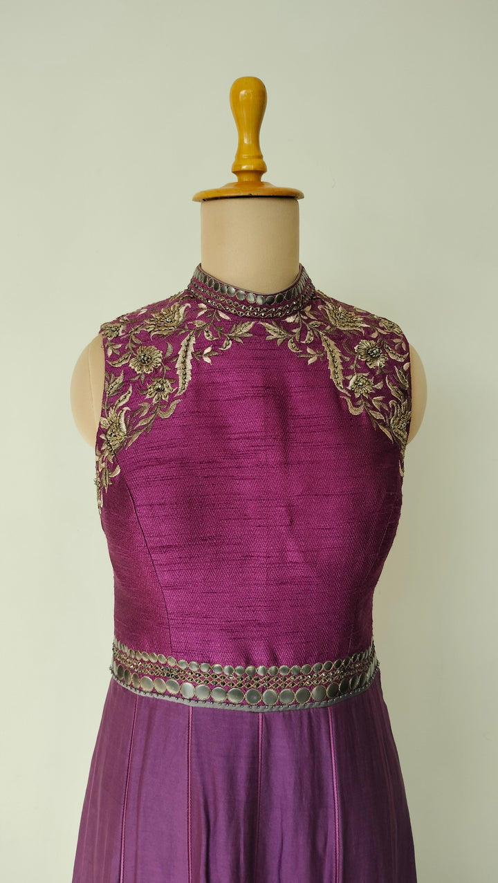 JJ Valaya Purple Embroidered Anarkali Set