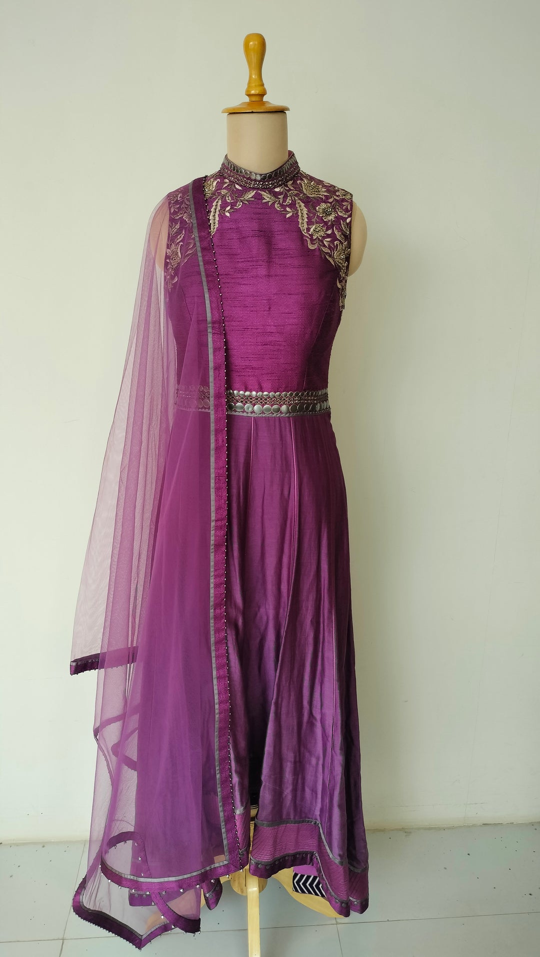 JJ Valaya Purple Embroidered Anarkali Set