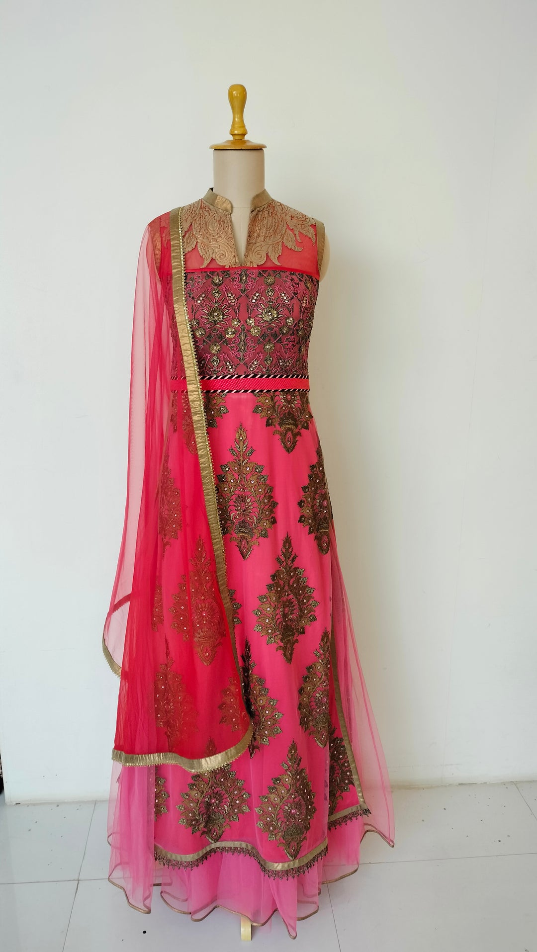 JJ Valaya Fuchsia Heritage Embroidered Suit Set