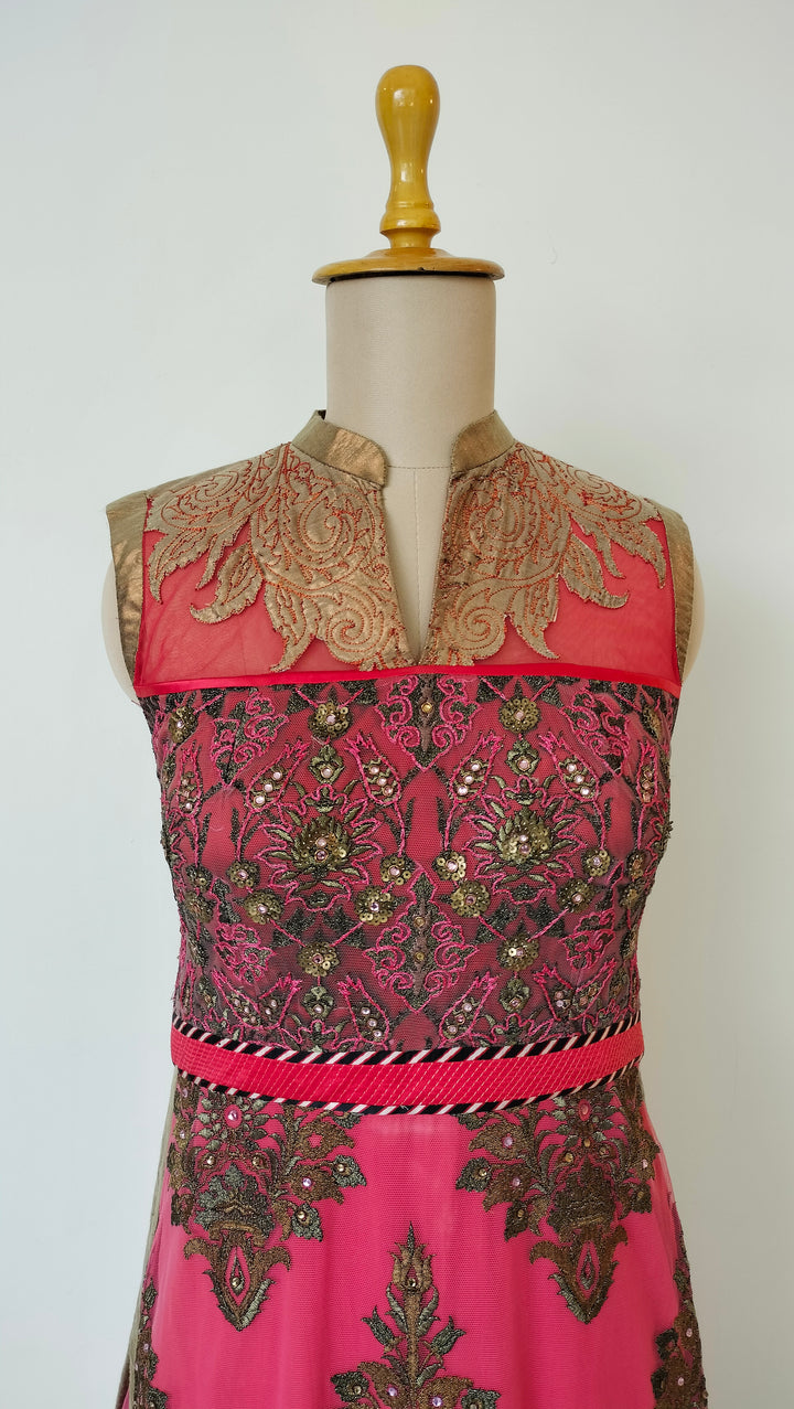 JJ Valaya Fuchsia Heritage Embroidered Suit Set