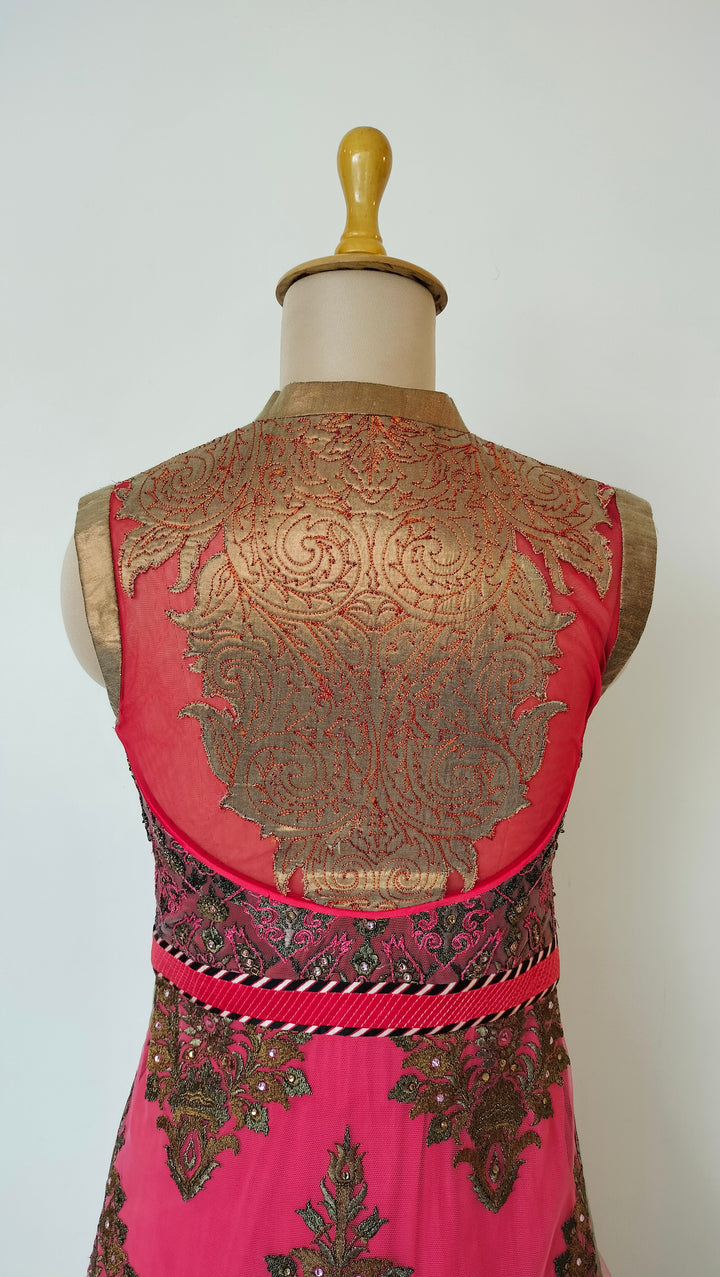 JJ Valaya Fuchsia Heritage Embroidered Suit Set