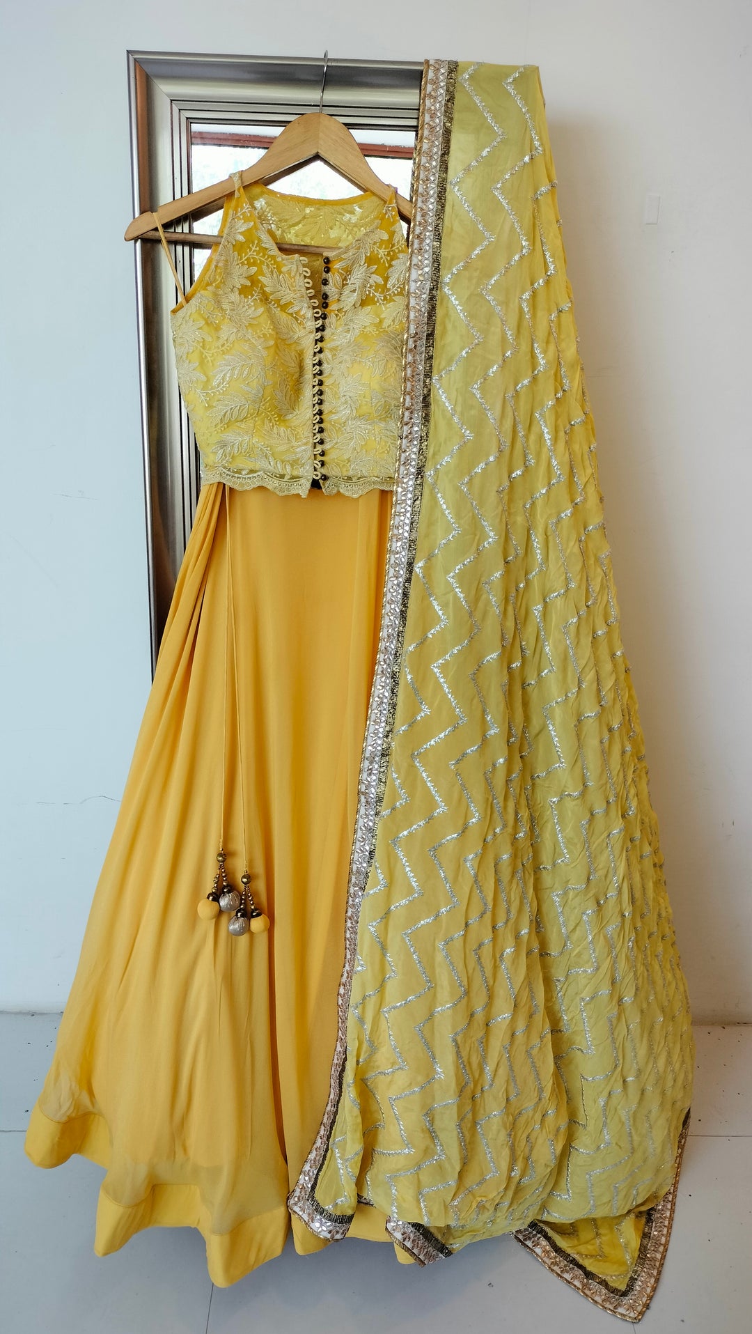 Sawan Gandhi Yellow Embroidered Lehenga Set
