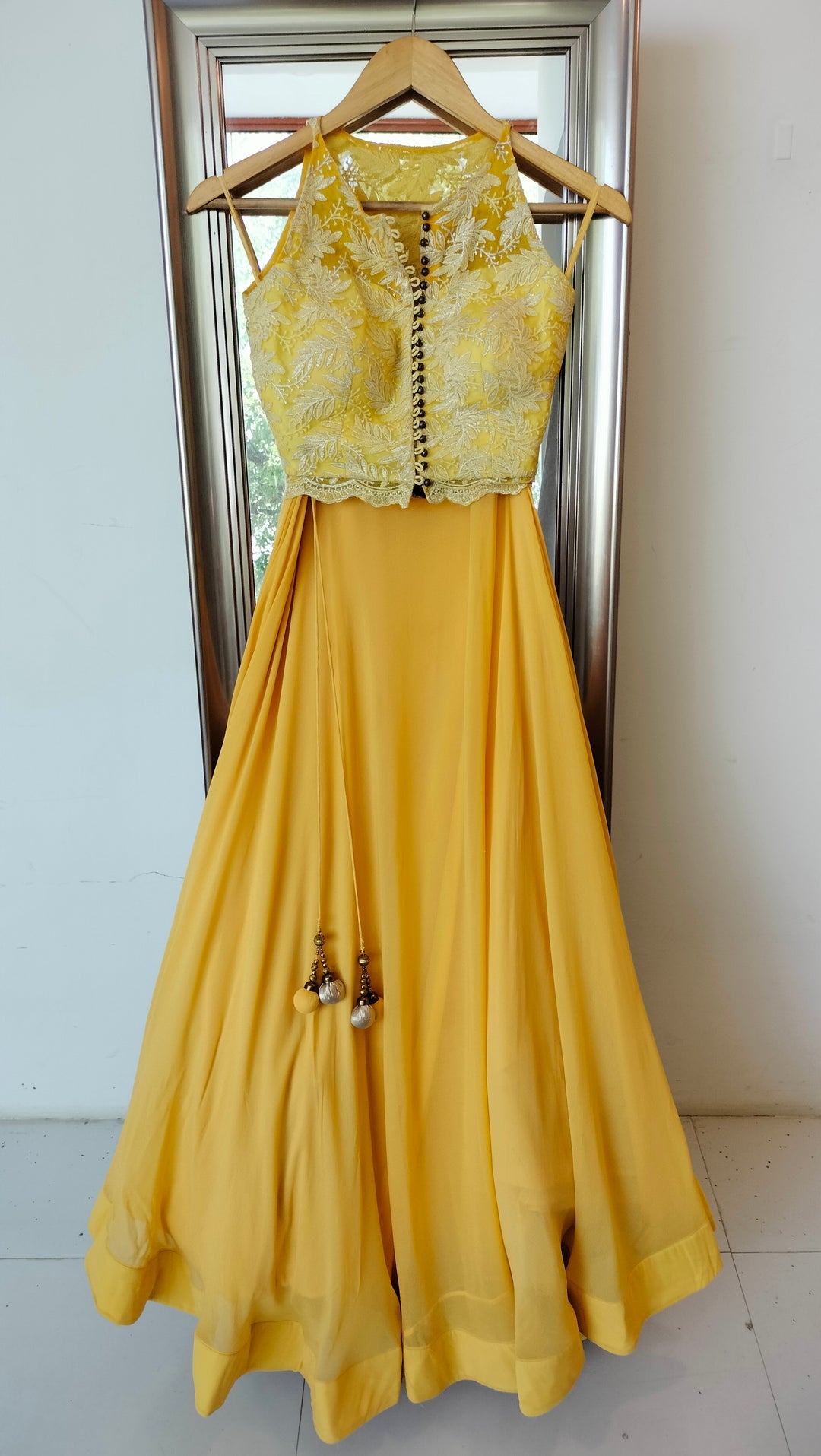 Sawan Gandhi Yellow Embroidered Lehenga Set