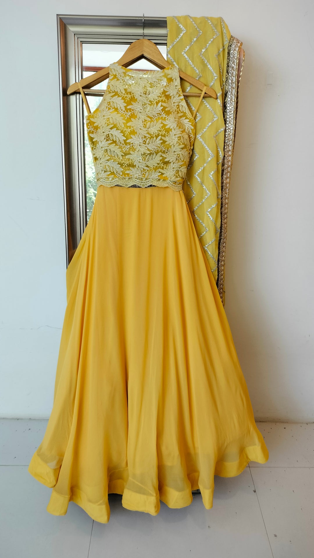 Sawan Gandhi Yellow Embroidered Lehenga Set