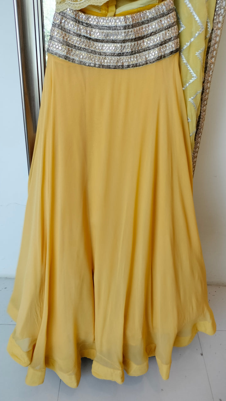 Sawan Gandhi Yellow Embroidered Lehenga Set