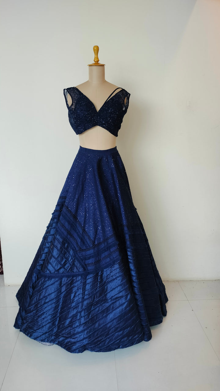 Sulakshana Monga Navy Blue Embellished Lehenga Set
