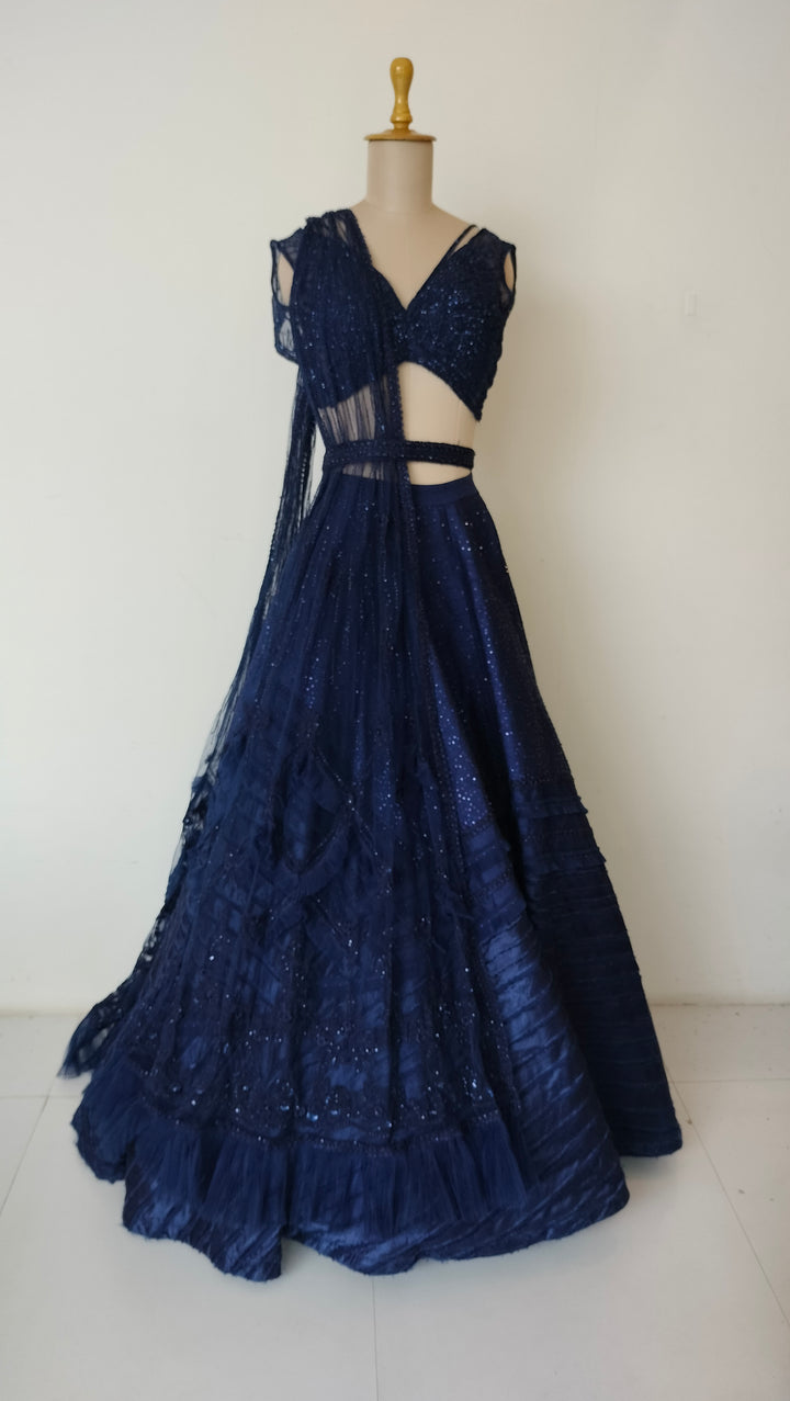 Sulakshana Monga Navy Blue Embellished Lehenga Set