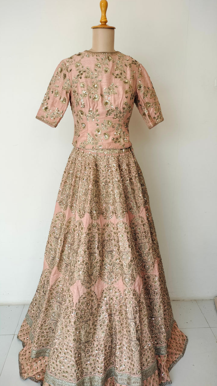 Sabyasachi Blush Pink Embroidered Lehenga Set