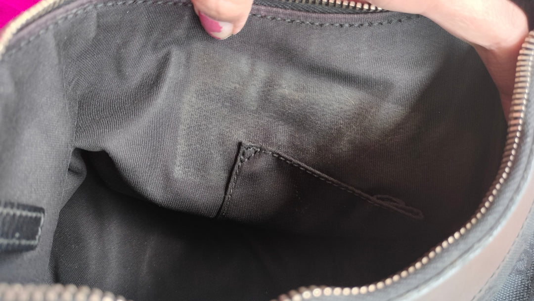 Gucci Black GG Canvas D Gold Hobo Bag