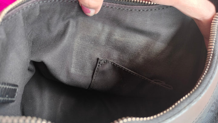 Gucci Black GG Canvas D Gold Hobo Bag