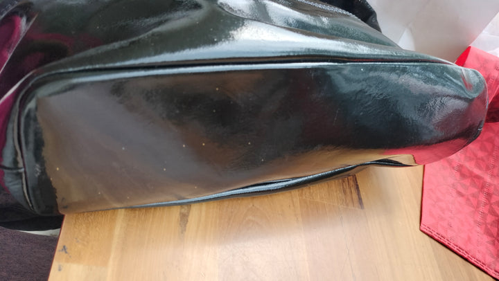 Roberto Cavalli Black Patent Leather Logo Tote