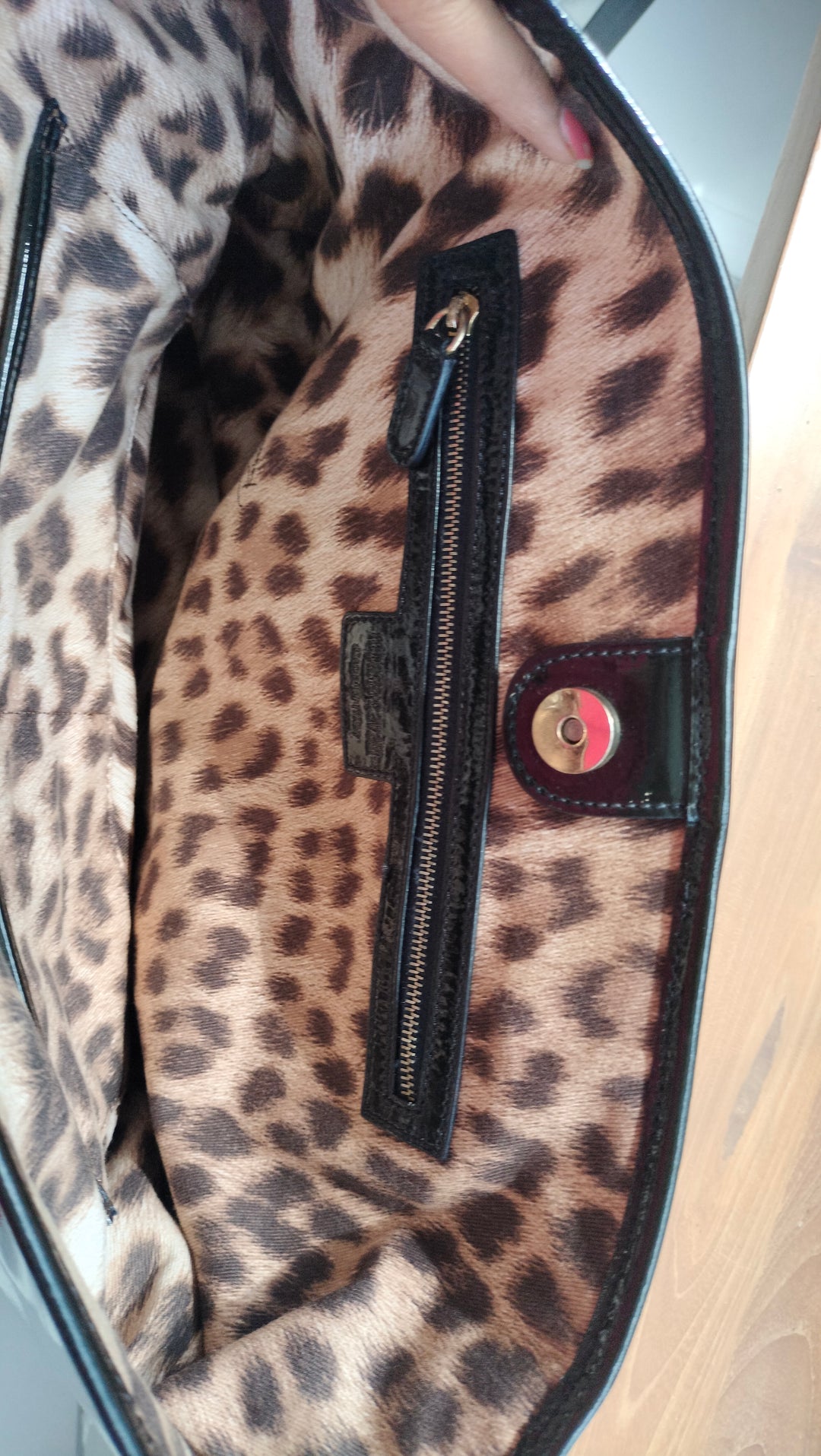 Roberto Cavalli Black Patent Leather Logo Tote