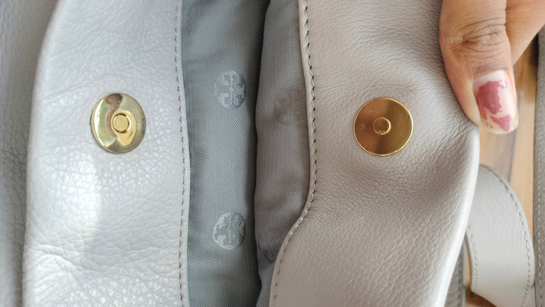 Tory Burch Grey Leather Amanda Foldover Crossbody Bag