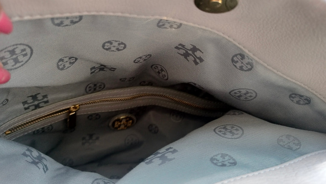 Tory Burch Grey Leather Amanda Foldover Crossbody Bag