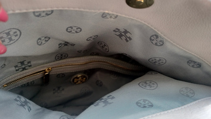 Tory Burch Grey Leather Amanda Foldover Crossbody Bag
