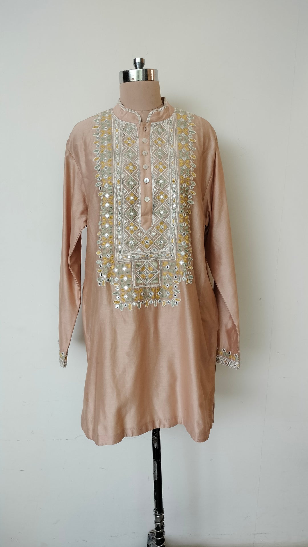 Mard by Abu Sandeep Embroidered Beige Kurta