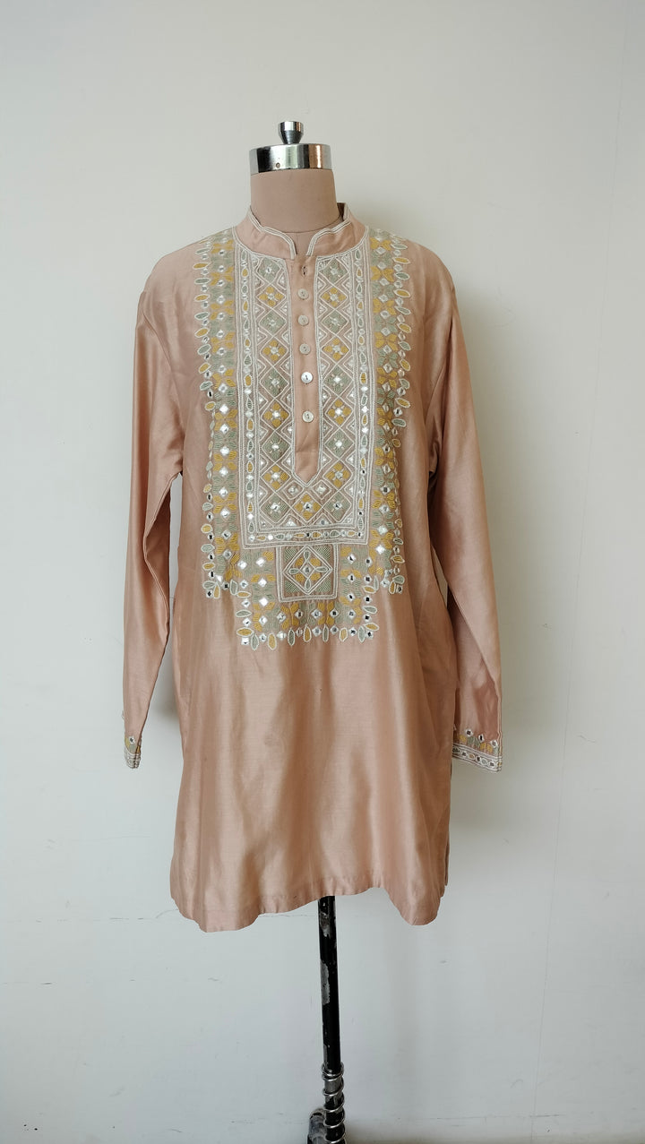 Mard by Abu Sandeep Embroidered Beige Kurta