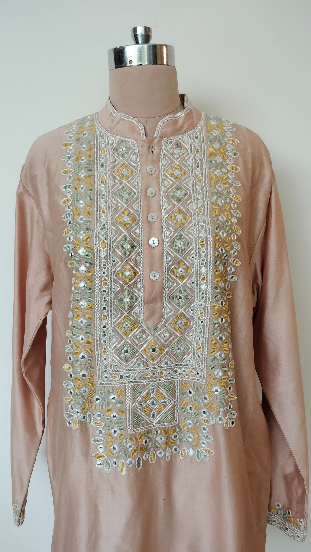 Mard by Abu Sandeep Embroidered Beige Kurta