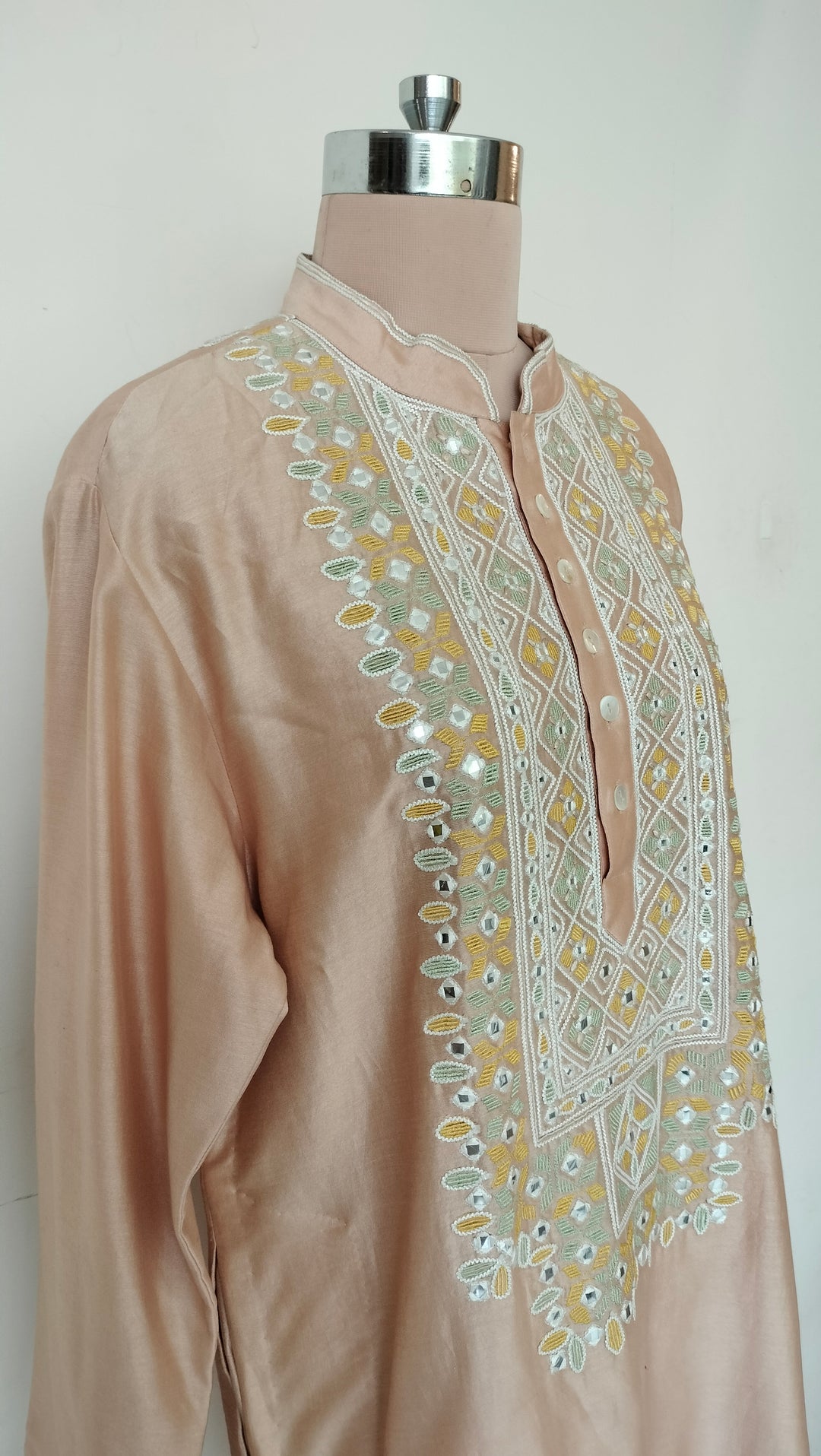 Mard by Abu Sandeep Embroidered Beige Kurta